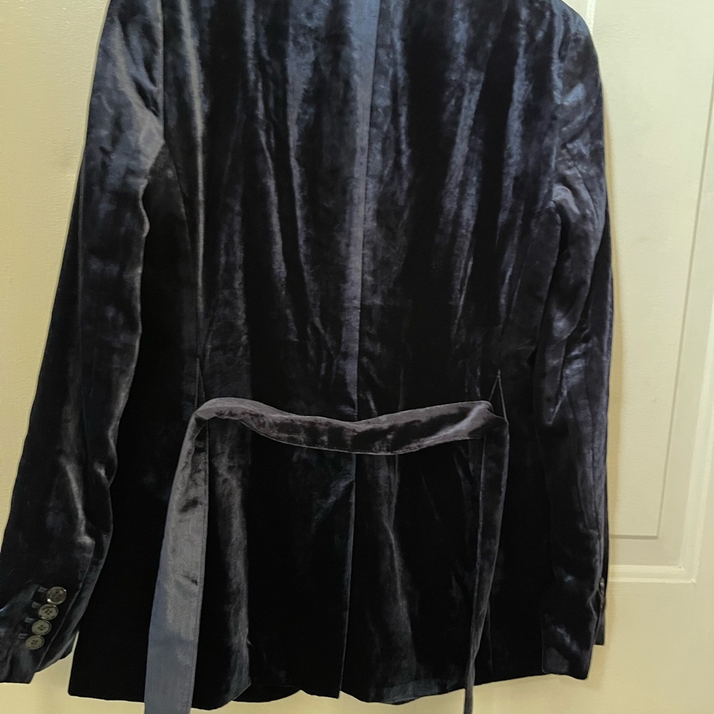 Ann Taylor Navy Velvet Belted Blazer